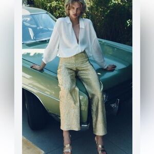 Zara Gold Wide Leg Pants